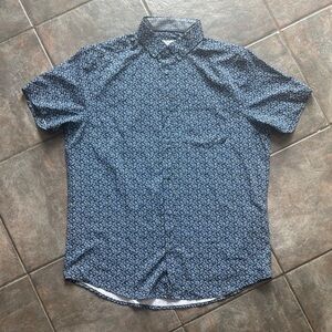 Men's Short Sleeve Micro-Print Button-Down Shirt NWOT